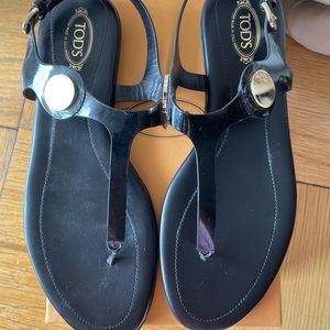 TOD’S black patent thong sandals size 38.5 - brand new *SOLD 10/22*